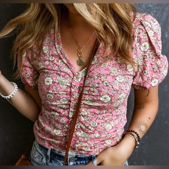 Floral Pink Short Sleeve Tee - Picture 6 of 16